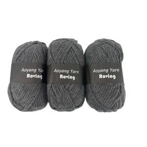 Aoyang Wool Yarn Roving  3 100g skeins (total 327 yards) Charcoal Gray New